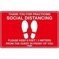 Nmc GEC&#8482; Red Social Distancing Floor Sign, 16" W x 10" H, Vinyl Adhesive CU-398978